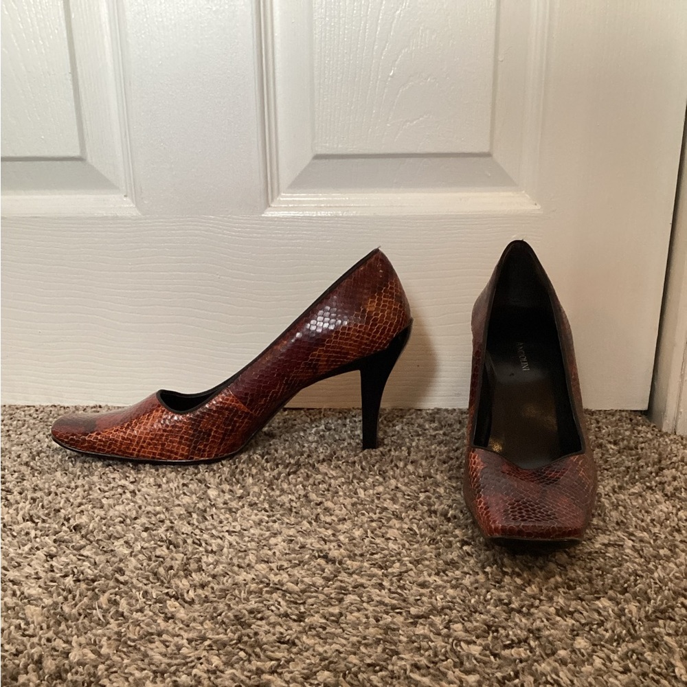 Vintage 90s Red Snakeskin Enzo Angiolini heels